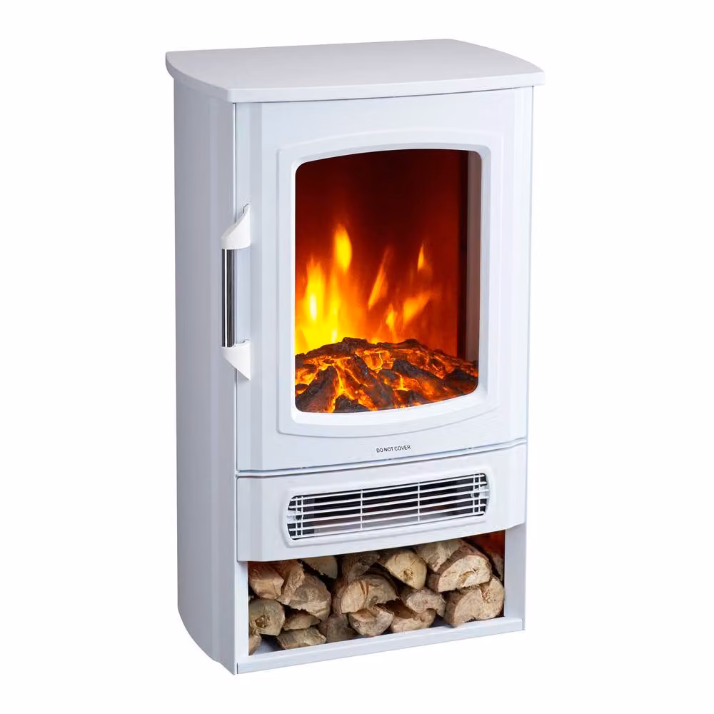 Neo Electric Heater with Realistic Flame and Log Store, White, W/D/H: 74 x 43 x 32 cm – 2