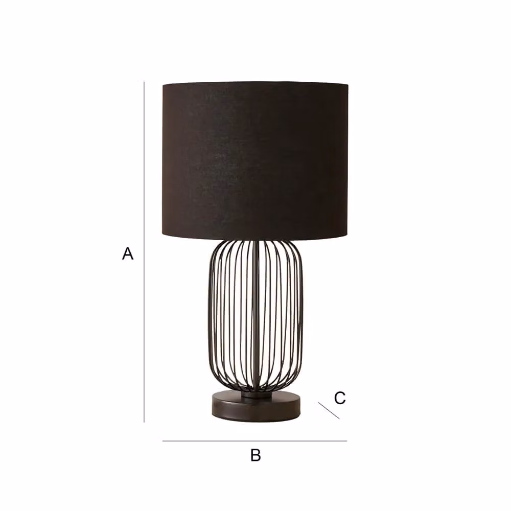 ValueLights Gabbia Black Metal Dimmable Touch Table Lamp with Fabric Drum Lampshade – 5