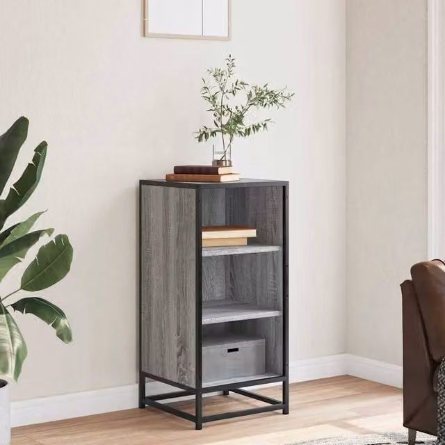 Berkfield Home Grey Sonoma Industrial Sideboard in Engineered Wood and Metal, W/D/H: 35.5 x 35 x 76 cm – 1
