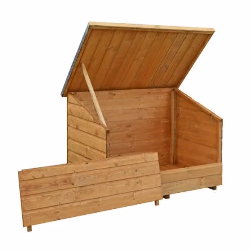 Rowlinsons Shiplap Garden Patio Chest in Brown, W: 138 cm, D: 90 cm, H: 94 cm