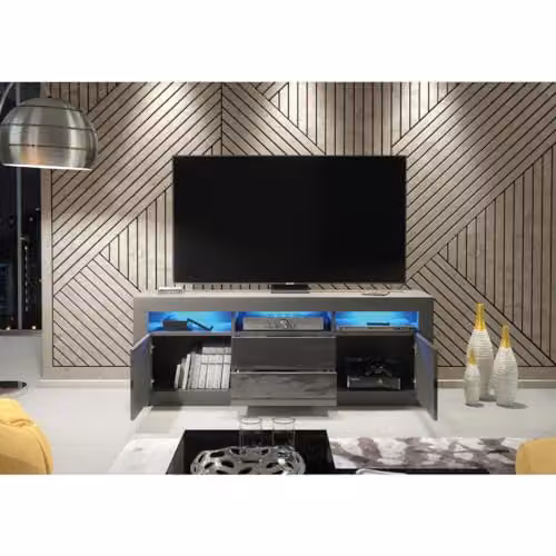 Mex Furniture LTD Modern TV Unit with Glossy Doors in Dark Grey, W/D/H: 160 x 35 x 60 cm – 5