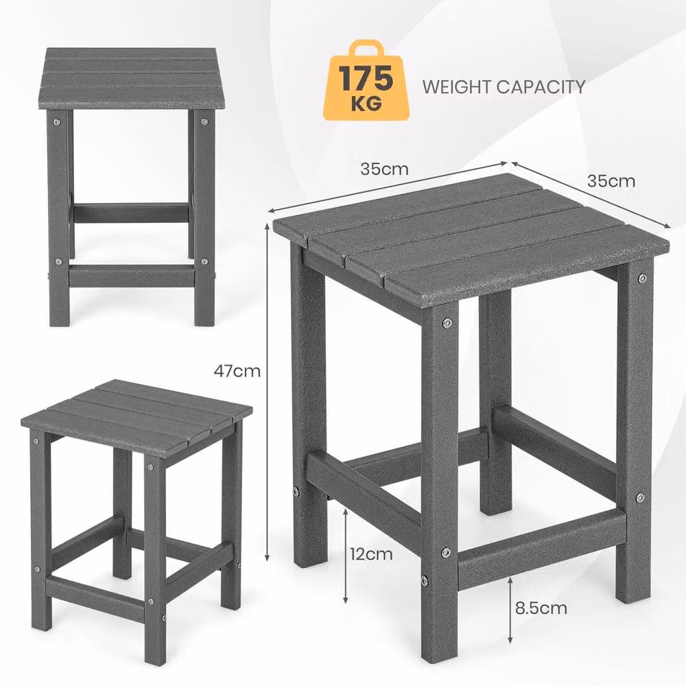 Costway Grey HDPE Adirondack Square Side Table for Indoor and Outdoor Use – 2