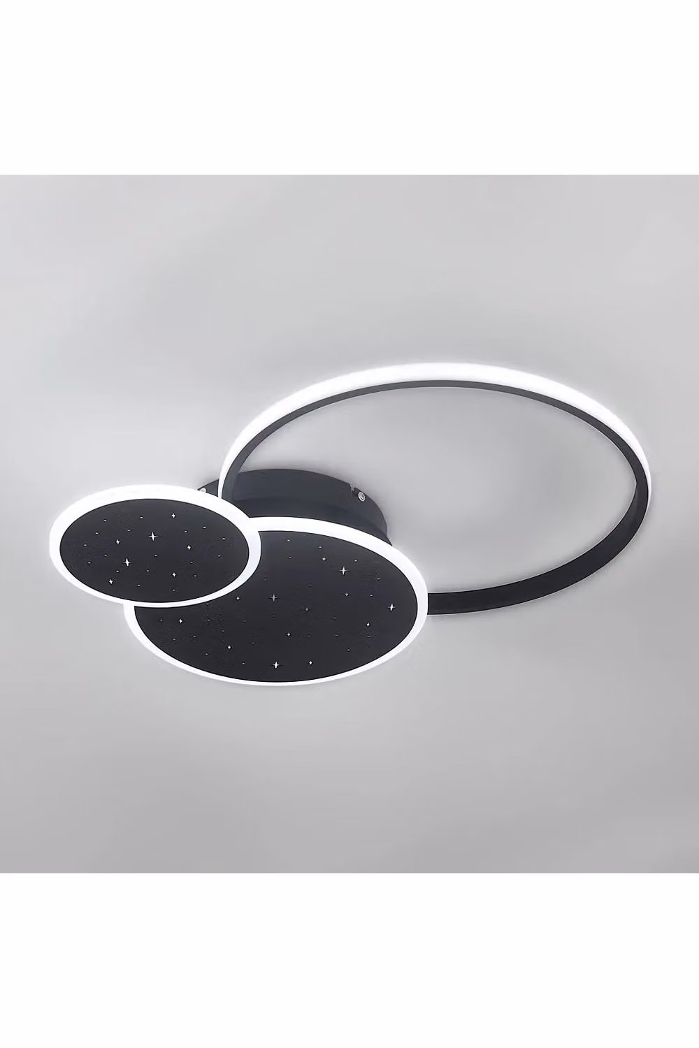 Livingandhome Modern LED Ceiling Light in Black with Starry Sky Cloud and Circular Design – 5