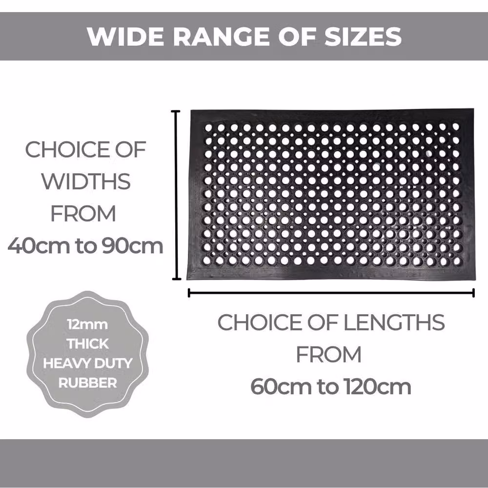 Ark Mat Heavy Duty Non-Slip Rubber Door Mat in Black, W/D: 60 x 40 cm – 3