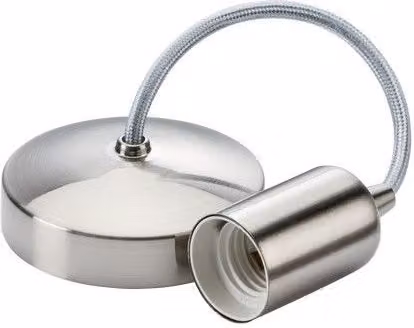 Netlighting Modern Cylinder Pendant Light Set in Brushed Chrome and Grey with E27 Socket
