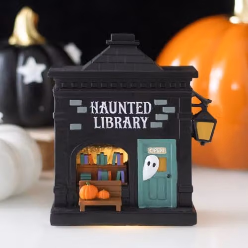 Something Different Wholesale Haunted Library LED Light Up Tabletop Decoration, Black, H 11.5 cm – 3