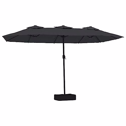 vidaXL Double-Head Cantilever Garden Parasol with LEDs, Black, W/D/H: 449 x 265 x 265 cm – 1