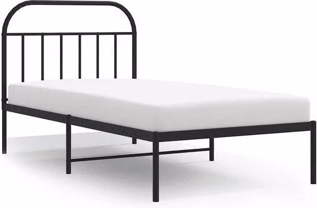 Berkfield Home Classic Metal Bed Frame with Headboard in Black, W: 100 cm, L: 200 cm – 1