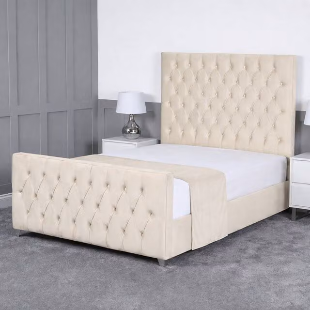 Living Comfort Bedz Vertex Upholstered Gas Lift Storage Bed in Beige, W/D/H: 120 x 200 cm