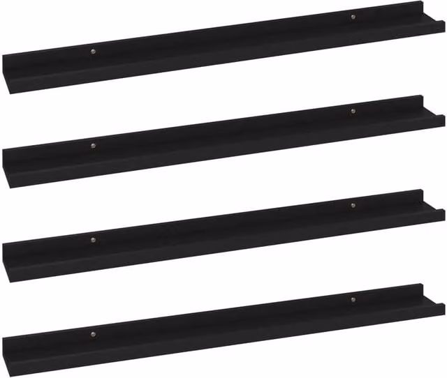 Berkfield Home Wall Mounted Shelves, 4 Piece Set, Black, W: 80 cm, D: 9 cm, H: 3 cm – 1