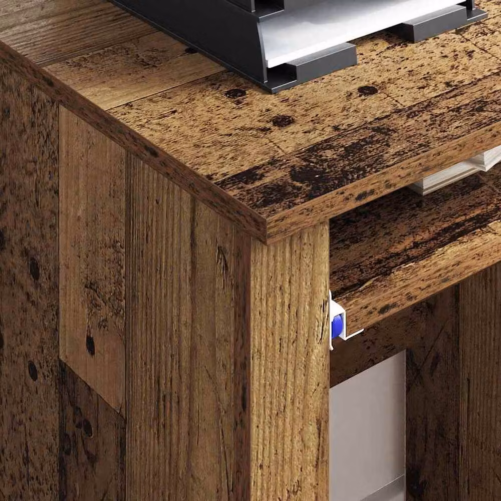 Berkfield Home Brown Rustic Computer Desk with Metal Frame and Particle Board Surface – 3