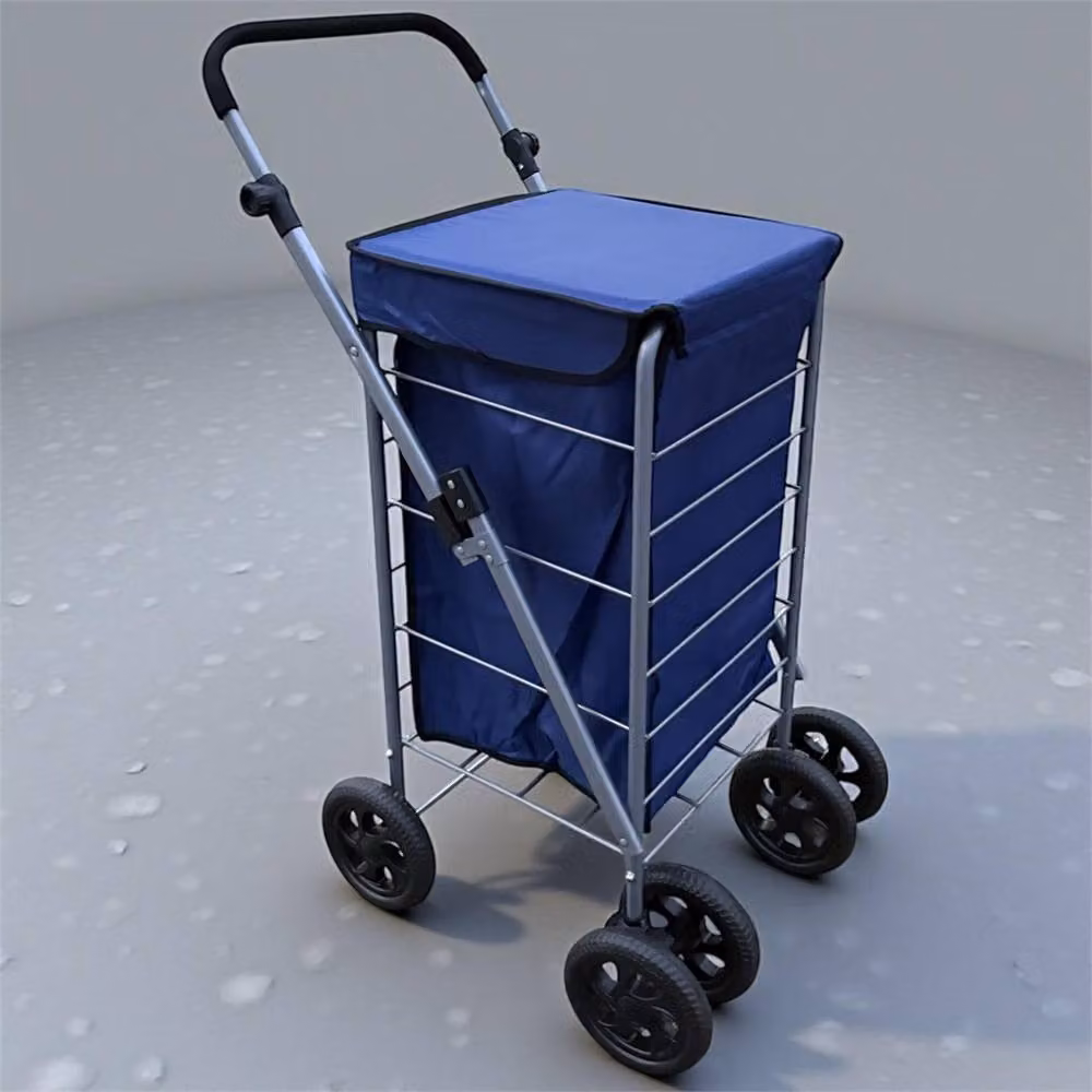 SPETLEK 6 Wheel Folding Shopping Trolley Cart in Navy Blue – 3