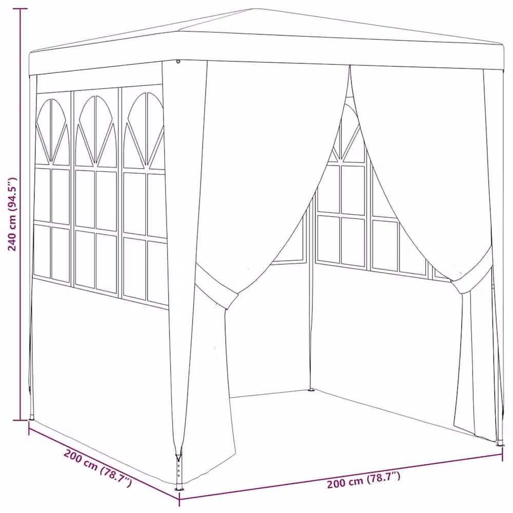 Berkfield Home Professional Party Tent with Side Walls, Anthracite and Black, W/D/H: 2 x 2 x 2 m – 5
