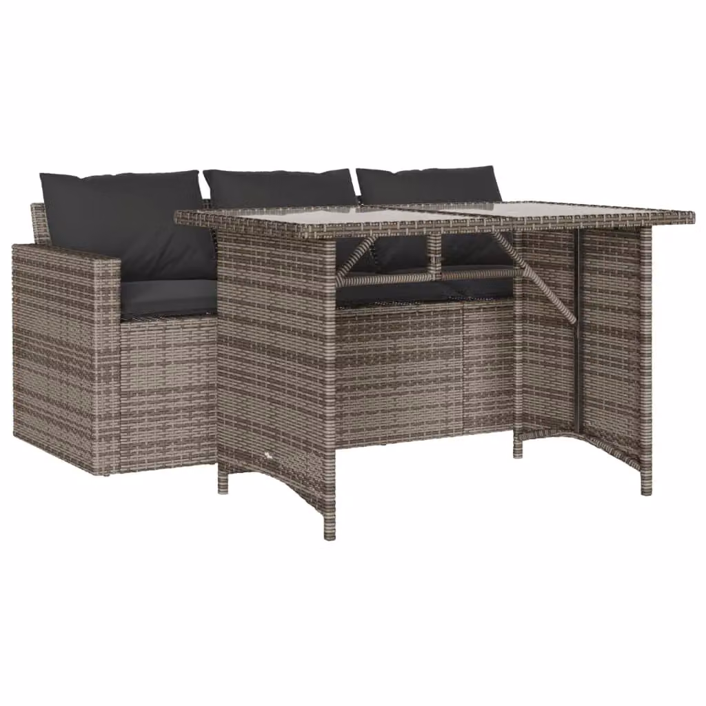 Berkfield Home 2 Piece Grey Poly Rattan Garden Dining Set with Cushions – 2