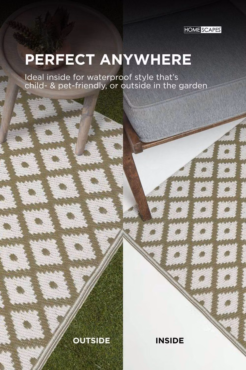 Homescapes Luxury Outdoor Rug in Green and White Geometric May Design, W/D: 180 x 270 cm – 5