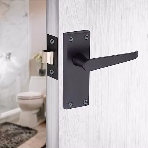 Golden Grace Victorian Latch Door Handles in Matt Black, 5 Sets – 6