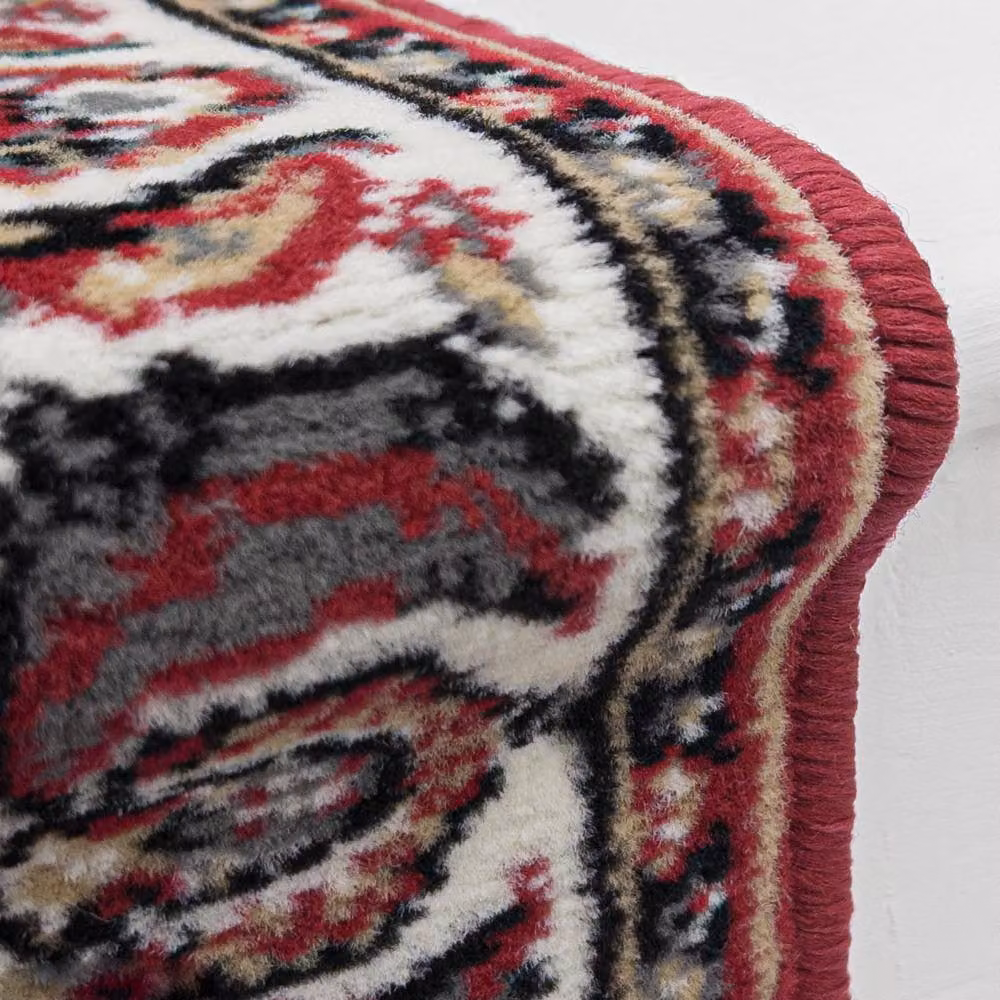 runrug Kashan Stair Runner Carpet in Red, W: 60 cm, L: 480 cm – 3