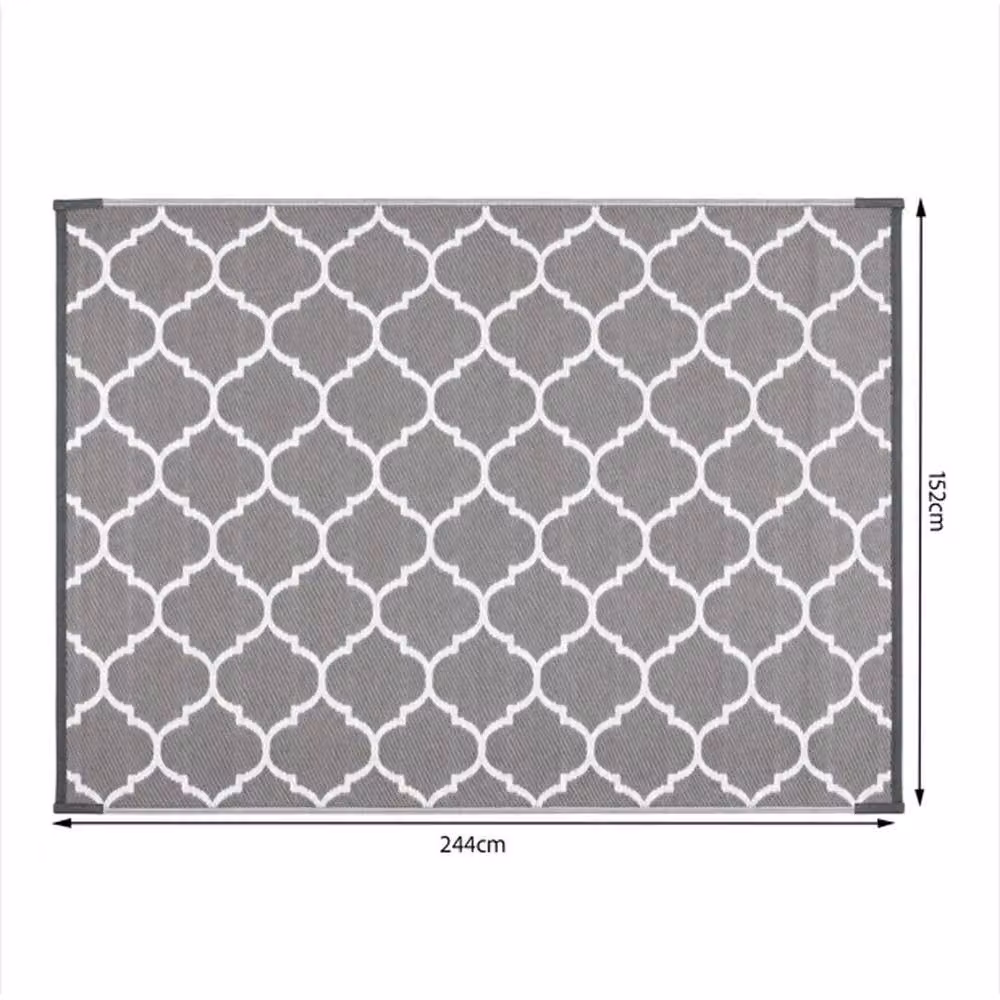 FLAVORA Reversible Geometric Outdoor Mat in Grey, W/D/H: 155 x 244 cm – 2