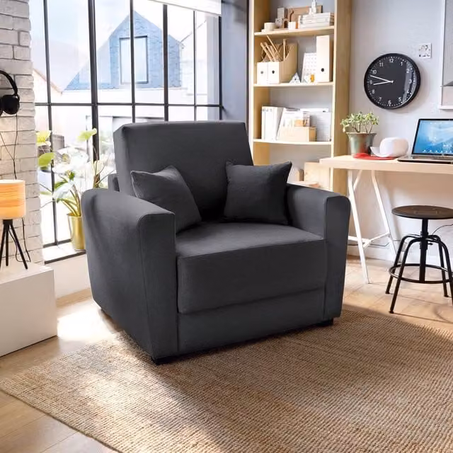 Abakus Direct Olly Single Linen Sofa Bed in Black