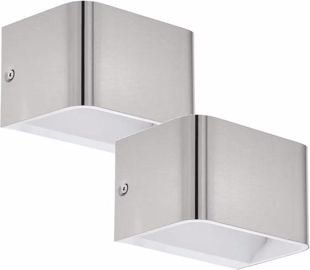 Loops 2 Pack Modern Square LED Wall Light in Silver with 6W Bulb Included