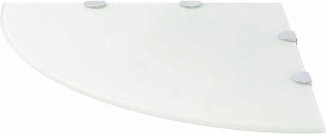 Berkfield Home Modern Wall Mounted Corner Shelf with White Glass and Chrome Supports W/D: 45 x 45 cm