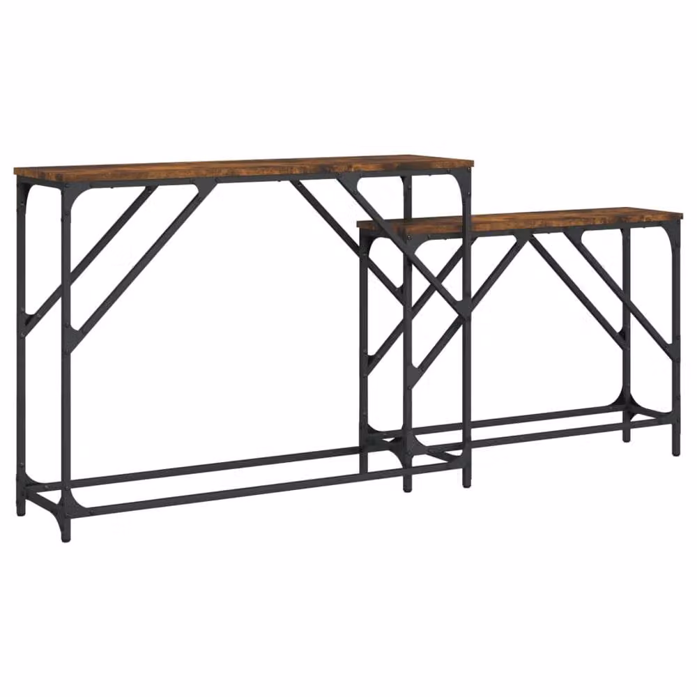 Berkfield Home Nesting Console Tables, 2 Piece Set in Smoked Oak Brown Engineered Wood – 2