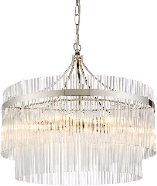 Netlighting Marietta 5 Light Multi Arm Ceiling Pendant Lamp in Grey and Silver with Transparent Glass Shades – 1