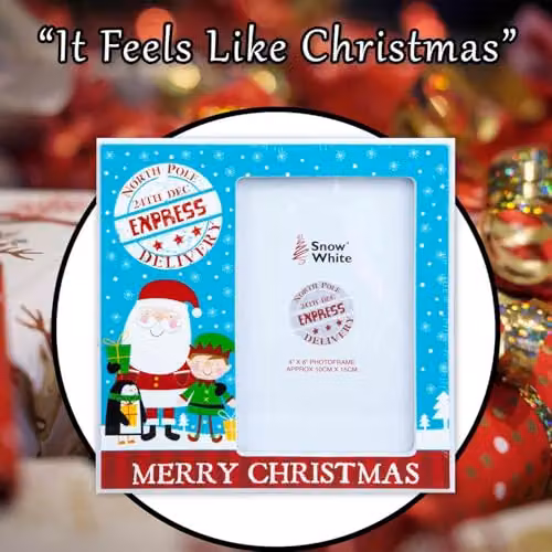 VFM e-Store Christmas Themed Rectangular Photo Frame, Multicolour, W/H: 10 x 15 cm – 6