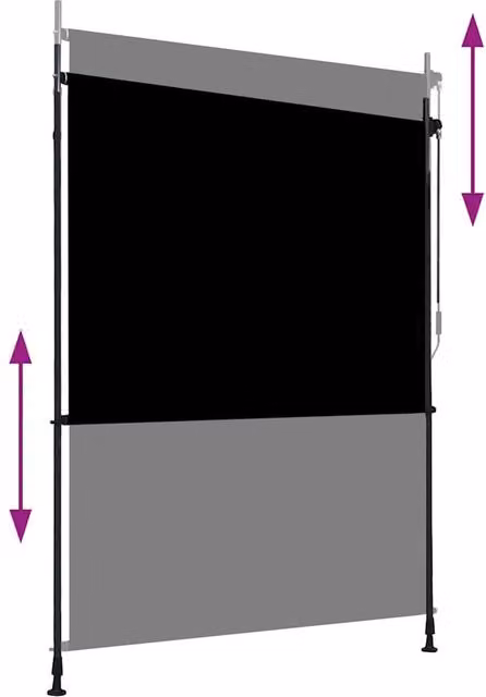 Berkfield Home Outdoor Roller Blind in Anthracite Black, W: 150 cm, H: 270 cm