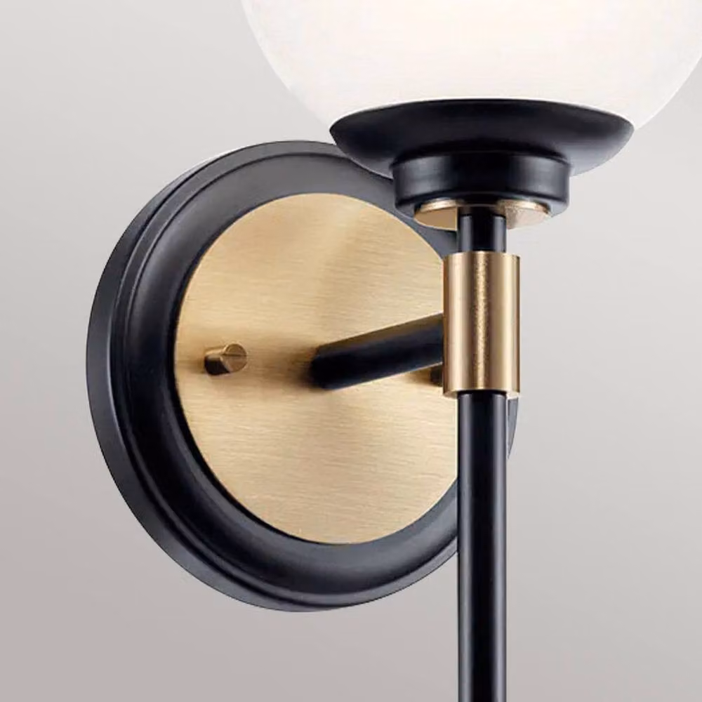 Kichler Benno Bathroom Wall Lamp in Black and Champagne Bronze with IP44 Rating and 1x G9 Bulb – 2