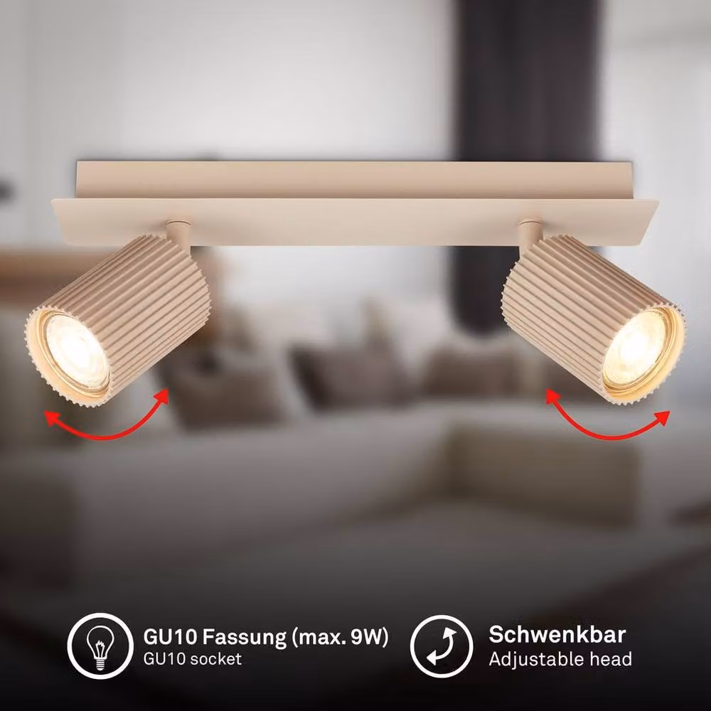 Briloner Beige Adjustable 2-Light Ceiling Spotlight for GU10 Bulbs – 2