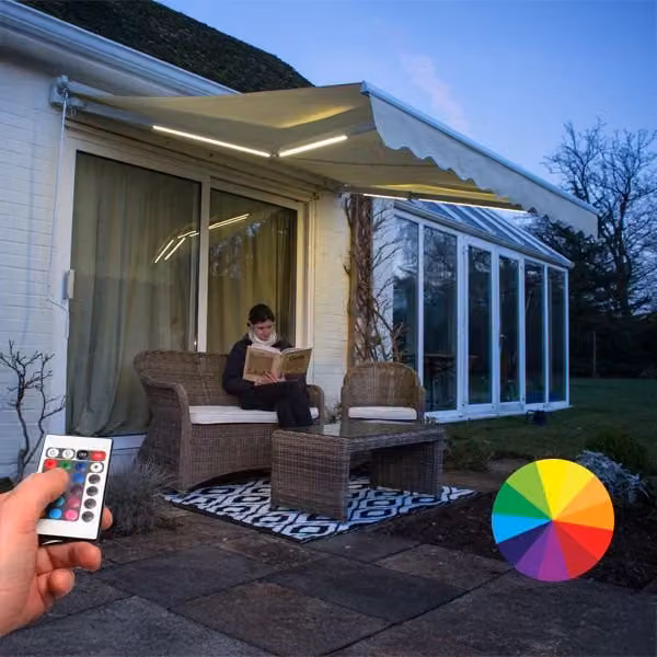 Primrose Awnings Colour Changing RGB LED Light Kit for 3m Projection Awnings in White