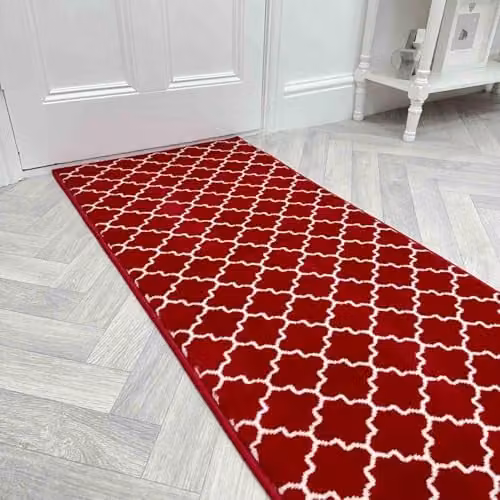 runrug Avanti Red Hallway Runner Rug, Machine Woven Polypropylene and Jute, W: 60 cm, L: 240 cm