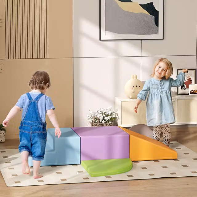 HOMCOM 4-piece Soft Play Foam Climb and Crawl Stacking Set, Orange