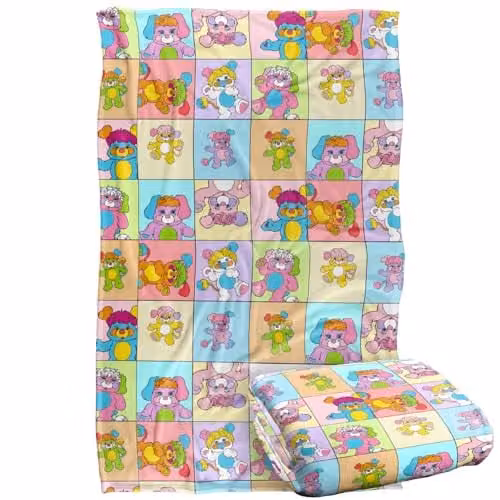 Hasbro Popples Squares Silky Touch Super Soft Fleece Throw Blanket, Multicolour, W: 91 cm, D: 147 cm – 1