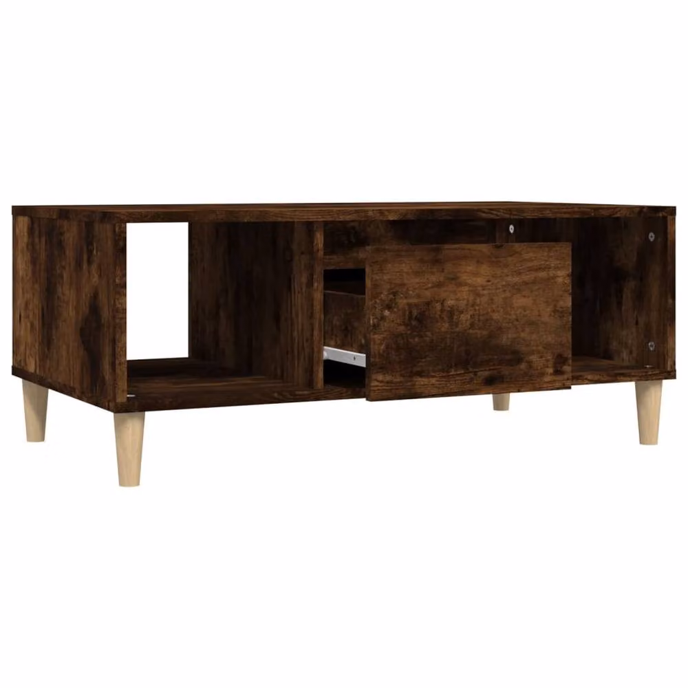 Berkfield Home Smoked Oak Coffee Table in Brown, W/D/H: 90 x 50 x 36 cm – 4