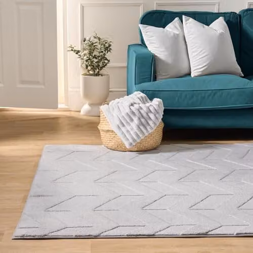 OHS Chervon Scarved Hand Tufted Grey Area Rug, W/D/H: 80 x 150 cm – 1