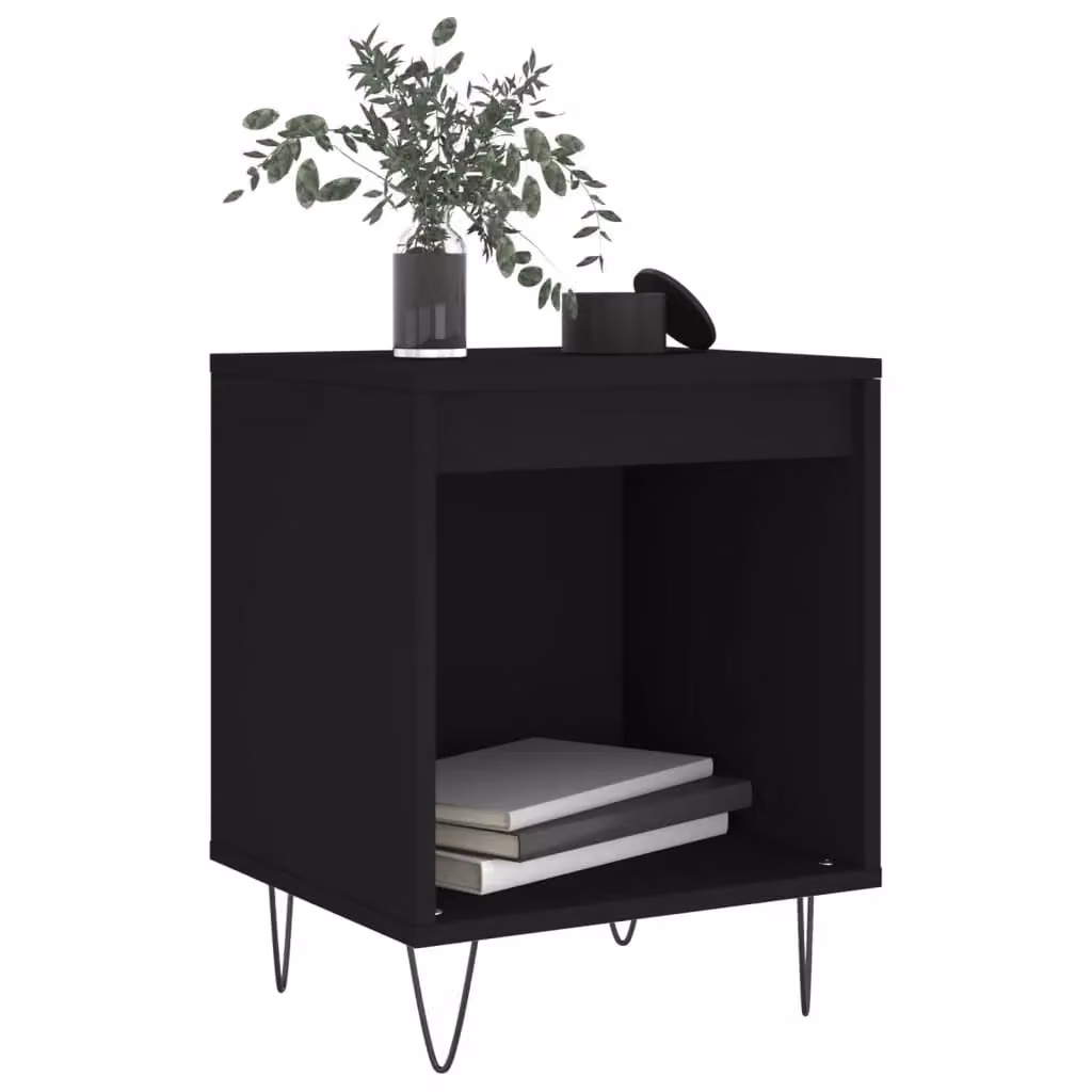 Berkfield Home Set of 2 Modern Black Bedside Cabinets in Engineered Wood, W/D/H: 40 x 35 x 50 cm – 2