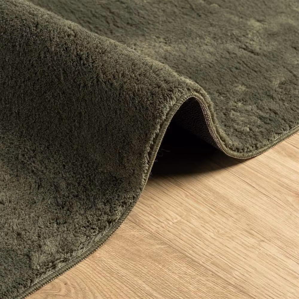 Berkfield Home HUARTE Short Pile Washable Rug, Forest Green, W/D: 160 x 160 cm – 3