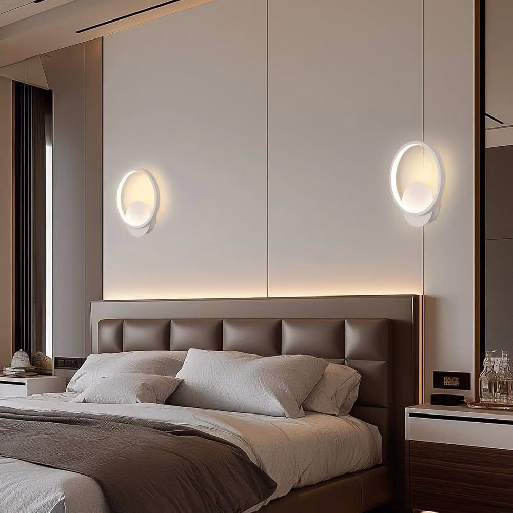 Goeco Modern Round LED Indoor Wall Light, White, 12W, 3000K, Ø20 cm – 2