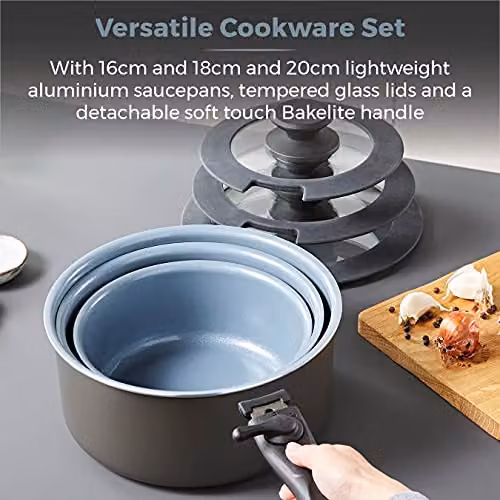 Tower Freedom 7 Piece Ceramic Non-Stick Cookware Set in Black and Grey – 3