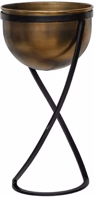 Lemon Pavilion Kensington Round Indoor Planter on Stand in Bronze and Gold, W: 14 cm, D: 14 cm, H: 42 cm