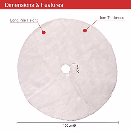 The Christmas Workshop Faux Fur Tree Skirt in White, 100cm Diameter – 2
