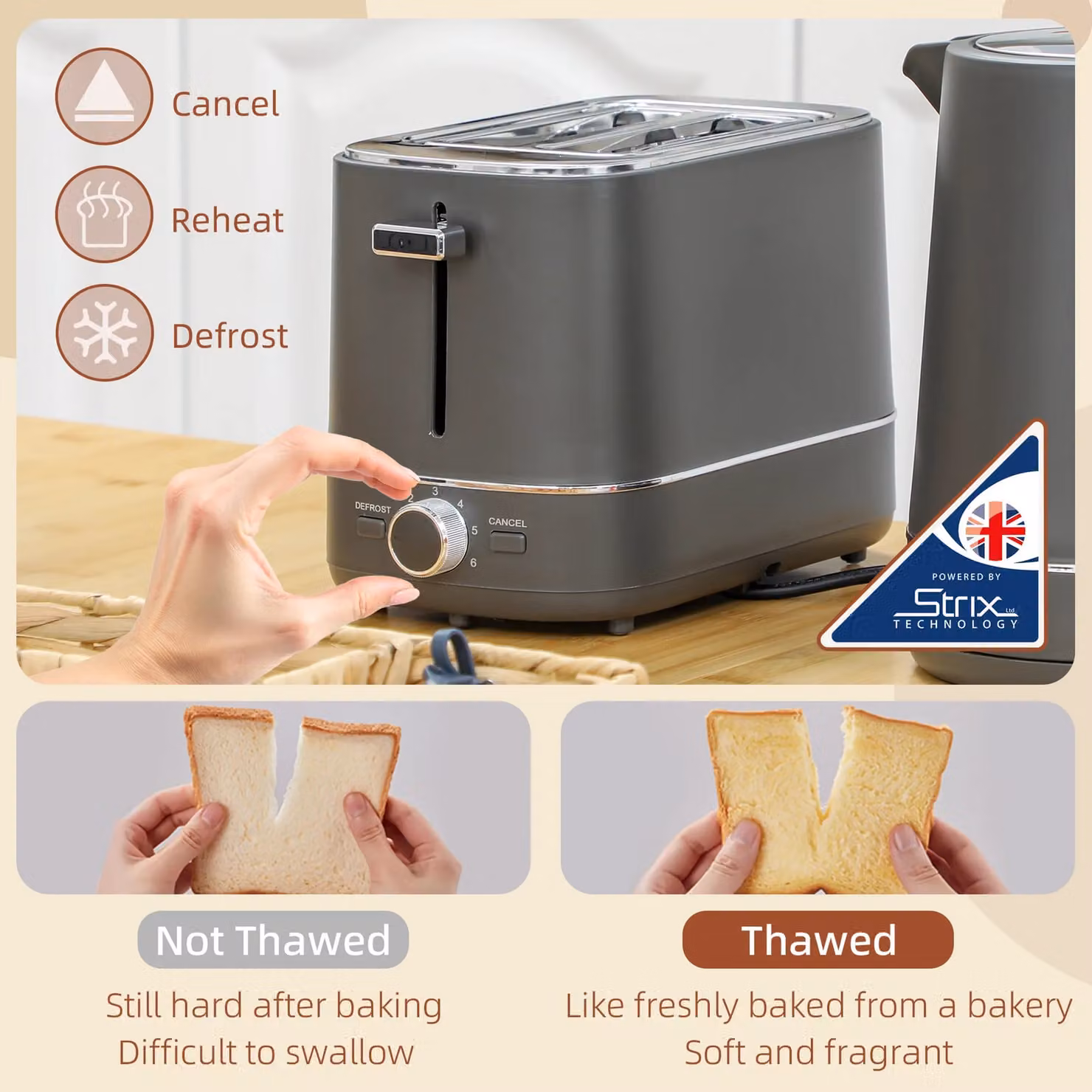 HOMCOM Grey Electric Kettle 1.7L and 2 Slice Toaster Set – 4