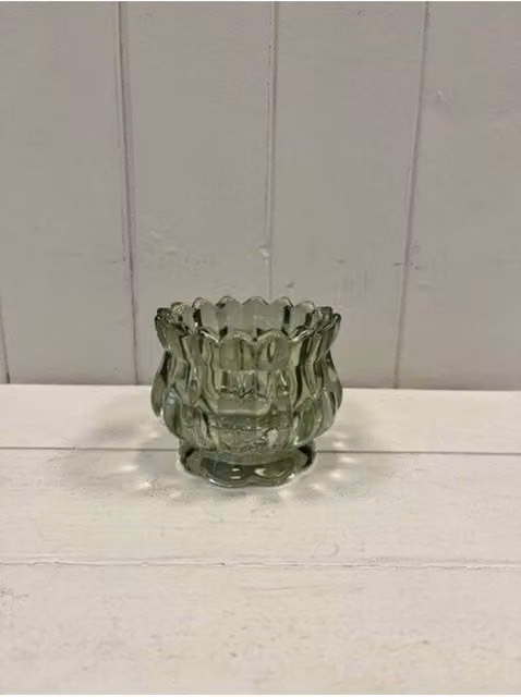 KDMD Vintage Green Glass Round Tealight Holder for Tabletop Use