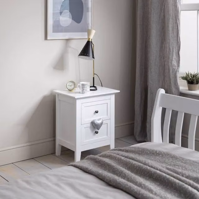 Nöa and Nani Karlstad Bedside Table with 2 Drawers in White Pine Wood – 1