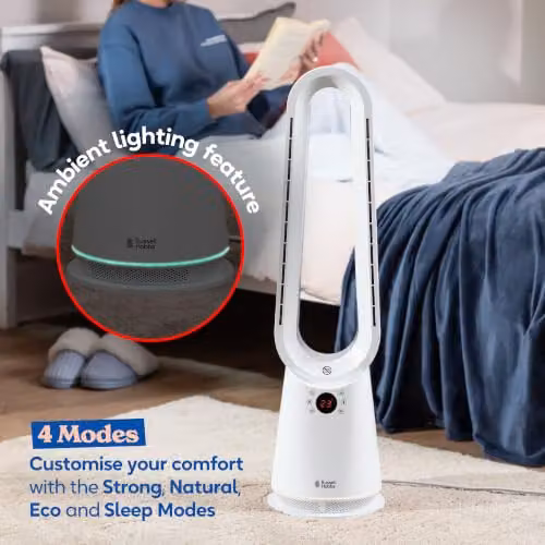 Russell Hobbs RHBHC2030W Bladeless Electric Fan Heater and Cooling Fan, 2000W, White – 6