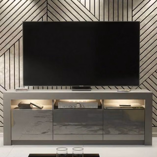 Mex Furniture Pawnora Modern TV Stand Sideboard Cabinet in White and Grey