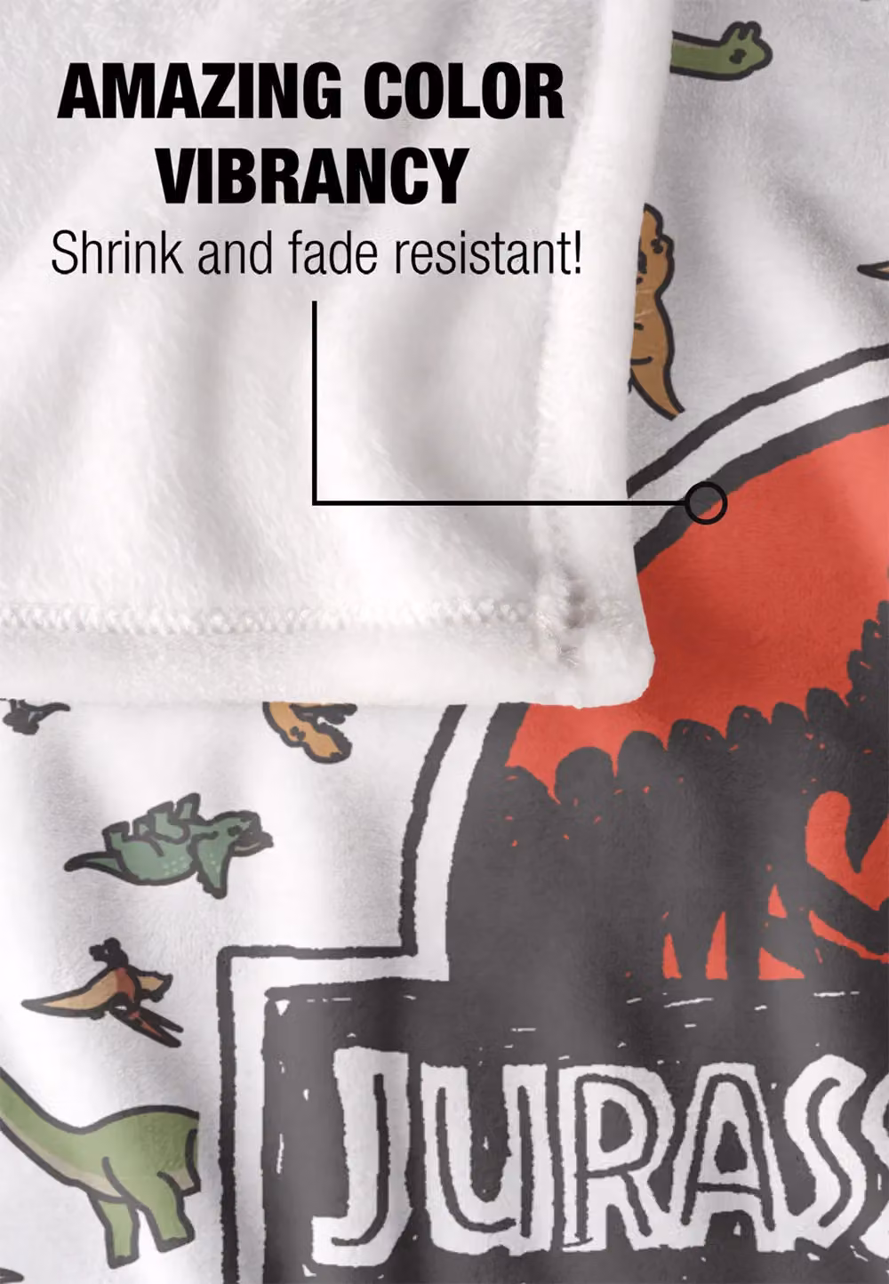Universal Jurassic World Fallen Kingdom Dino Sketch Pattern Fleece Blanket in White, W: 152 cm, D: 127 cm – 3