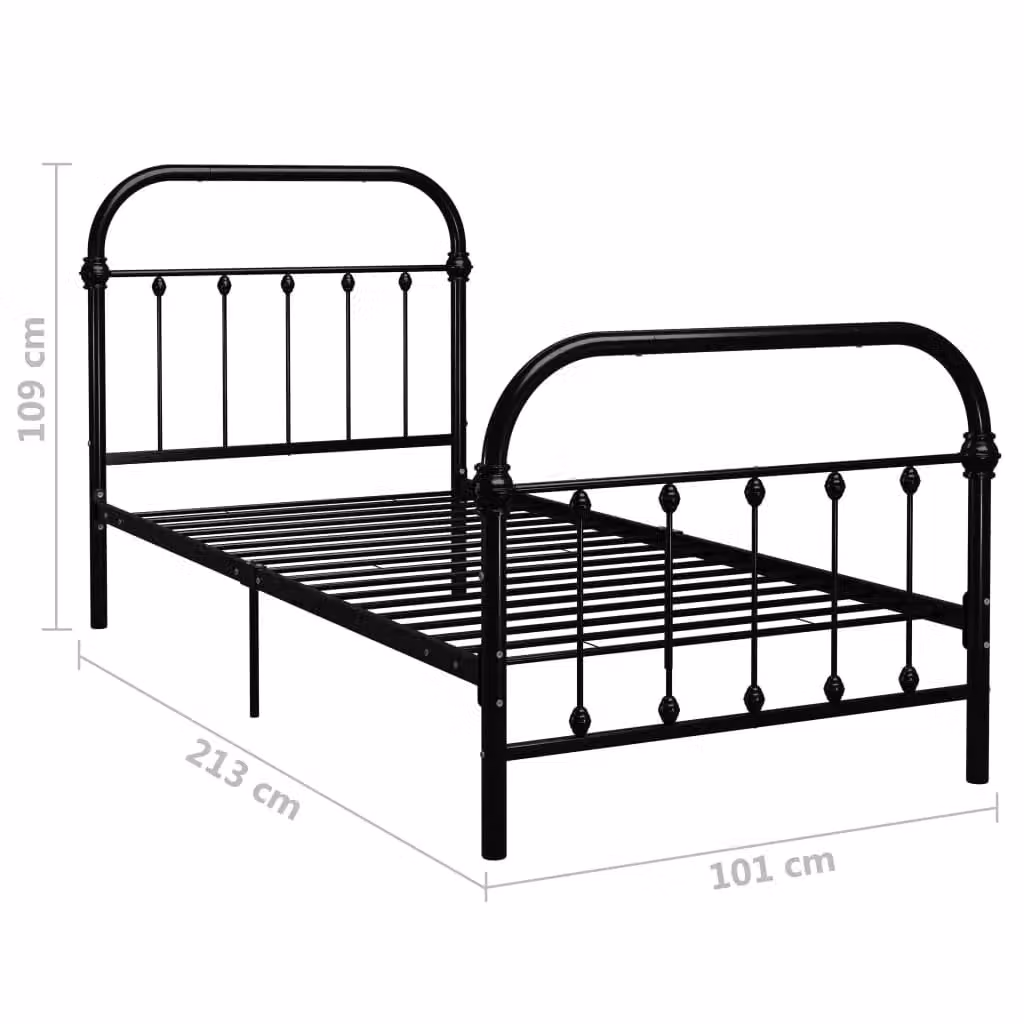 Berkfield Home Black Metal Bed Frame W/D/H: 90 x 200 cm – 4
